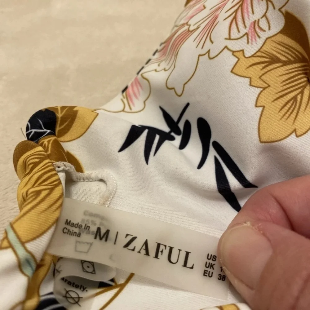 Zaful Floral Bikini Top Pink Bottom